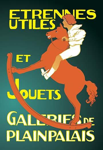 Advertising poster featuring children's toys.  "_trennes Utiles et Jouets - Galeries de Plainpalais" Poster Print by unknown - Item # VARBLL0587008830