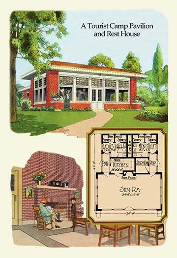 American commercial rendering of various business buildings with floor plans and with some drawings of the milieu Poster Print by Geo E. Miller - Item # VARBLL0587084464