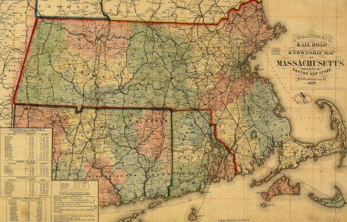 Railroad & township map of Massachusetts - 1879 Poster Print - Item # VARBLL058759231L