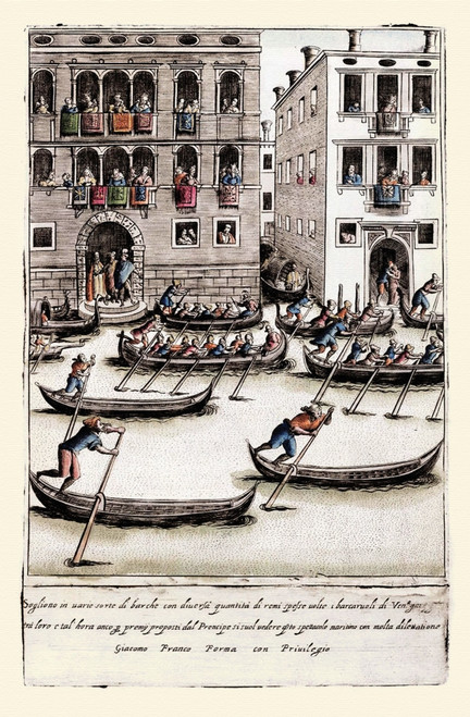 Dress of Venetian Men and Ladies - Gondola Spectacular Poster Print by Franco Giacomo - Item # VARBLL0587396636 Dress of Venetian Men and Ladies - Gondola Spectacular Poster Print by Franco Giacomo - Item # VARBLL0587396636