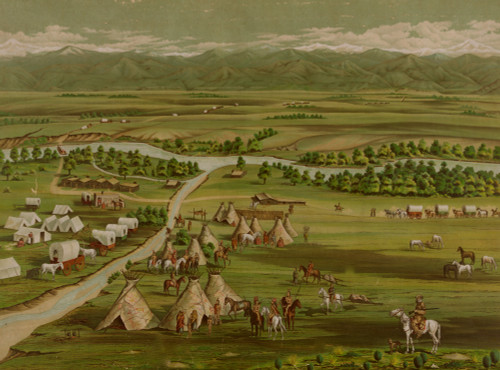 Indian Encampment along with traders that have Conestoga Wagons Poster Print - Item # VARBLL058756834L