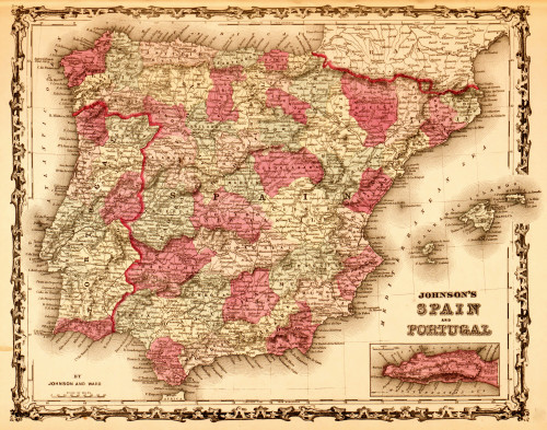 Spain & Portugal 1862 Poster Print