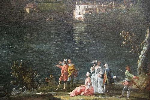 village of Canonica d'Adda, north of Milan, and in the center is the Villa Melzi, where Leonardo da Vinci visited his pupil Francesco Melzi. Poster Print by Bernardo Bellotto - Item # VARBLL058760782L