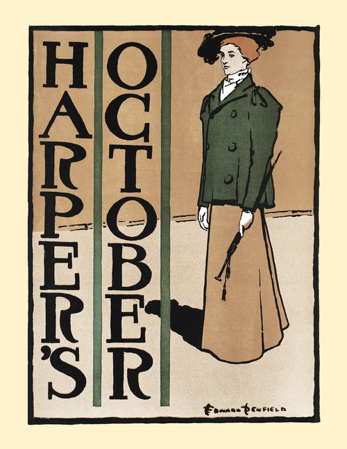 A woman stands holding a crop. Poster Print by  Edward Penfield - Item # VARBLL0587414782