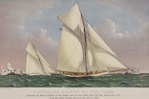 America'S Cup, 1901. /Nthe American Winner, 'Columbia,' At The Start Of The  Eleventh International Race For The America'S Cup In October, 1901. Poster