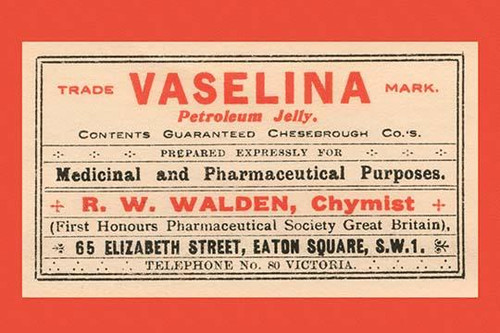 A dermatological product commonly used as a moisturizer.  Taken from a vintage medicine bottle label. Poster Print by unknown - Item # VARBLL0587268255