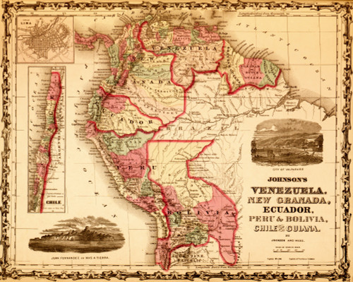 Venezuela, New Granada, Ecuador, Peru, Bolivia, Chile & Guiana - 1862 Poster Print - Item # VARBLL058758031L