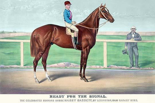 Ready for the signal: the celebrated running horse Harry Bassett, by Lexington, dam Canary Bird Poster Print by Currier & Ives - Item # VARBLL0587234873