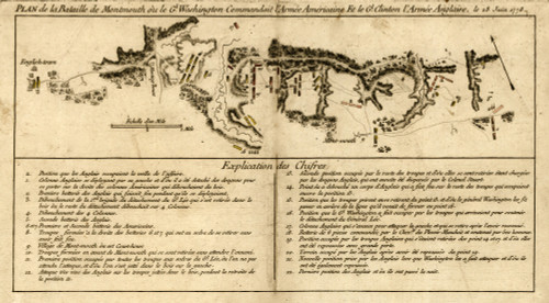Plan de la bataille de Monmouth o? le Gl. Washington commandait l'Arm?e am?ricaine et le Gl. Clinton l'Arm?e anglaise, le 28 juin 1778. Poster Print - Item # VARBLL058759710L