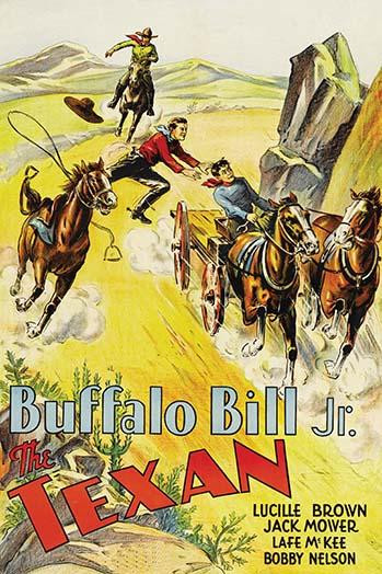 Cowboy jumps from his horse onto a buckboard Poster Print by Unknown
