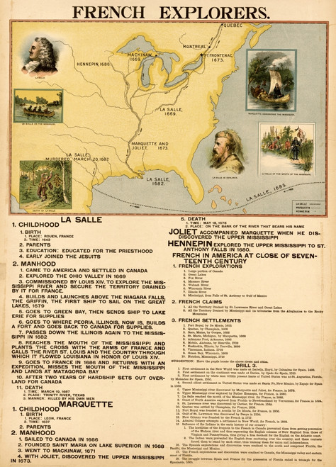 French Explorers - La Salle, Marquette, Joliet & Hennepin Poster Print - Item # VARBLL058758167L