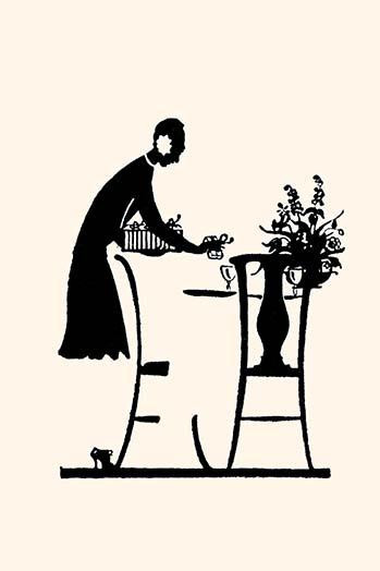 Silhouette of a homemaker filling a vase with flowers Poster Print by Maxfield Parrish - Item # VARBLL0587268700
