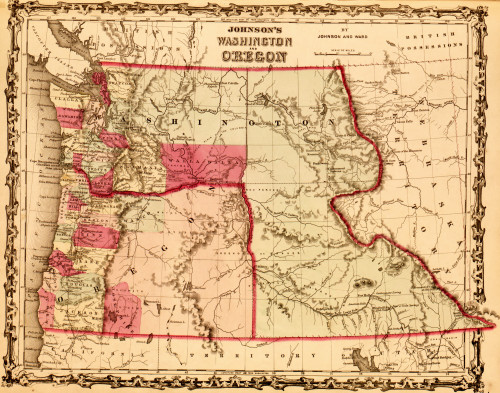 Washington & Oregon Territories 1862 Poster Print - Item # VARBLL058758017L