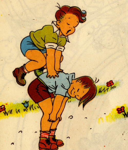 Boy Jumps Over Another Boys Back Poster Print - Item # VARBLL058759497L