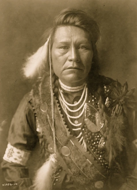 Inashah, Yakama man, half-length portrait, facing front. Poster Print