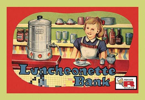 Working the counter can be reward in this fun tin savings bank. Poster Print by unknown - Item # VARBLL0587216697