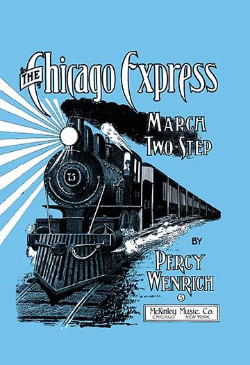 Sheet music for the windy city featuring a train. Poster Print by Unknown