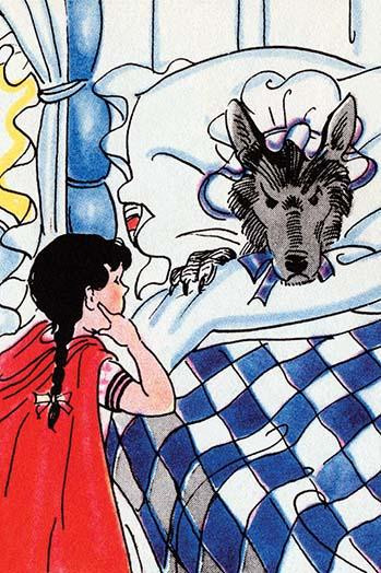 Little red riding hood asks the wolf, pretending to be grandma, why "she" has big ears. Poster Print by Julia Letheld Hahn - Item # VARBLL0587275677