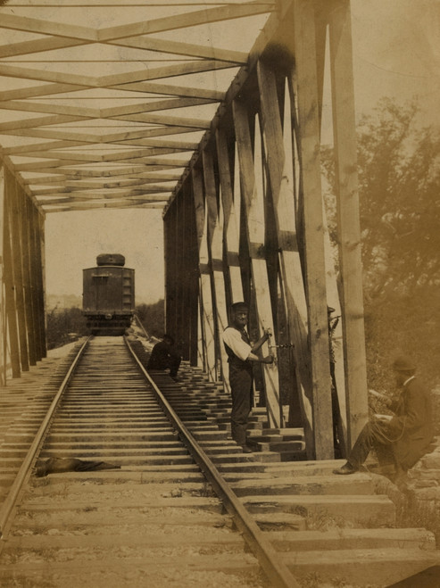 Military railroad operations in northern Virginia: men working on bridge Poster Print - Item # VARBLL058753437L
