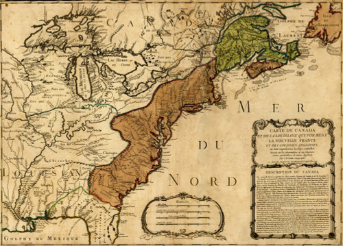 Carte du Canada et de la Louisiane qui forment la Nouvelle France et des colonies angloises ou sont representez les pays contestez. Poster Print - Item # VARBLL058758241L