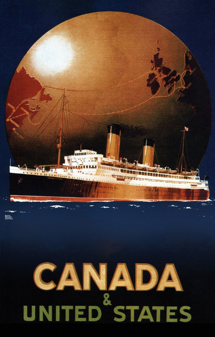 Liner plies the St. Lawrence . Image taken from a Canadian Pacific travel  poster of the steamship era. Poster Print by unknown - Item #  VARBLL0587387072 - Posterazzi