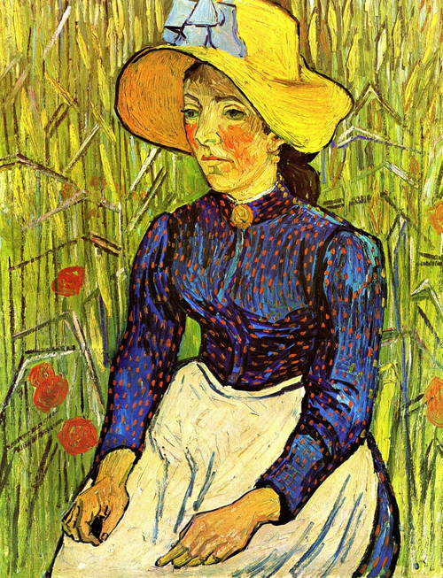 Young Peasant Woman with Straw Hat Sitting in the Wheat Poster Print - Item # VARBLL058750358L
