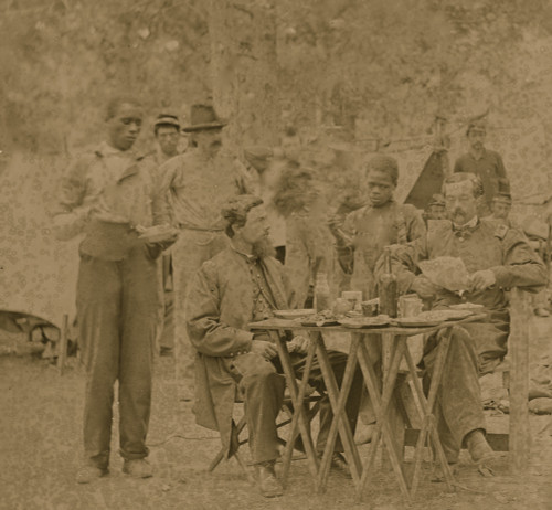 Bealeton, Virginia. Captain Henry P. Smith's mess. Company D, 93d New York Volunteers; African American Serves as a waiter Poster Print - Item # VARBLL058752156L