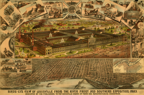 Birds-eye view of Louisville from the river front and Southern Exposition, 1883. Poster Print - Item # VARBLL058757006L