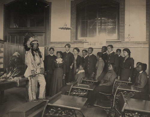 Louis Firetail, wearing tribal clothing, in American history class, Hampton Institute, Hampton, Virginia Poster Print - Item # VARBLL058746324L