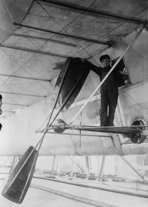 Man posing next to propeller of Wellman air ship, Spitzbergen Poster Print - Item # VARBLL058748022L