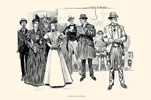 A mixed group wait at the station for the next train. Poster Print by Charles Dana Gibson - Item # VARBLL0587277319