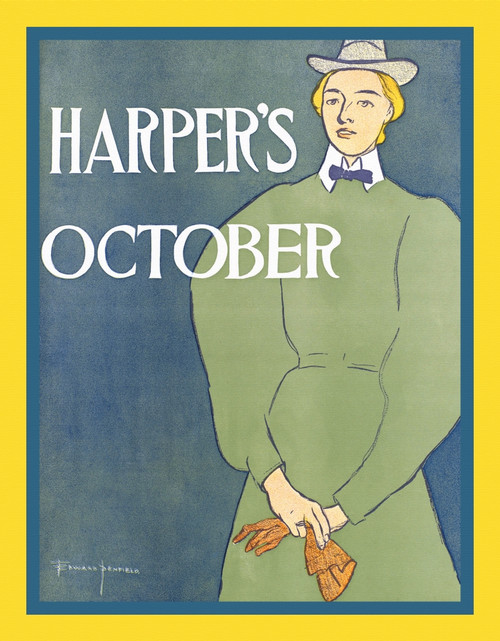 A woman stands holding her gloves in her hands. Poster Print by  Edward Penfield - Item # VARBLL0587414375