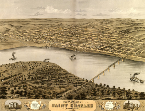 Bird's eye view of the city of Saint Charles, St. Charles Co., Missouri Poster Print - Item # VARBLL058757097L