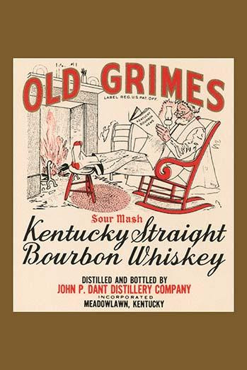 Original whiskey label showing a old Kentucky man with his feat up by the fire. Poster Print by unknown - Item # VARBLL0587334088