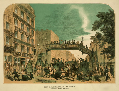 Broadway, N.Y. 1852. Genins new bridge Poster Print - Item # VARBLL058751925L
