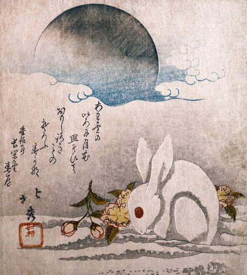 Moon with White Hare in the snow Poster Print by Hikushu - Item # VARBLL0587651415