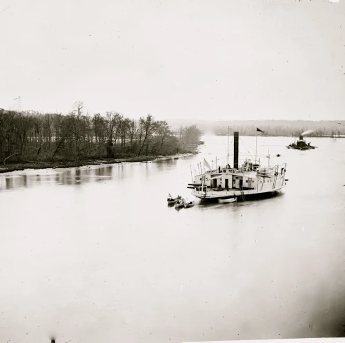 James River, Virginia. Gunboat COMMODORE PERRY and monitor on James River Poster Print - Item # VARBLL058752006L