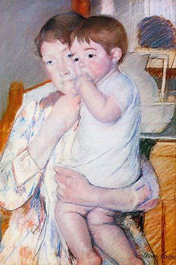 Mother holds a teething baby in her arms Poster Print by Mary  Cassatt - Item # VARBLL0587257784