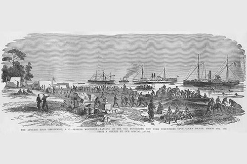 New York Volunteers land on Cole's Island - Advance on Charleston Poster Print by Frank  Leslie - Item # VARBLL0587328460