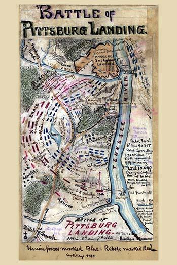 shows the area surrounding Shiloh, Tenn., including Pittsburg Landing on the Tennessee River. Arrows show the direction of the Confederate assault. Poster Print by Unknown - Item # VARBLL0587233664