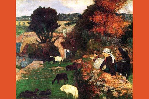 Breton Shepherds watch over flock Poster Print by Paul  Gauguin - Item # VARBLL0587259922