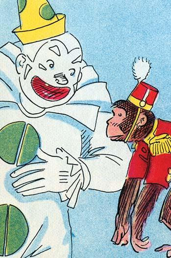 A clown converses with a circus monkey. Poster Print by Julia Letheld Hahn - Item # VARBLL0587275200