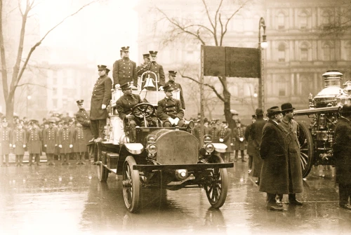 Firemen with fire engine, New York City. Poster Print - Item # VARBLL058750722L