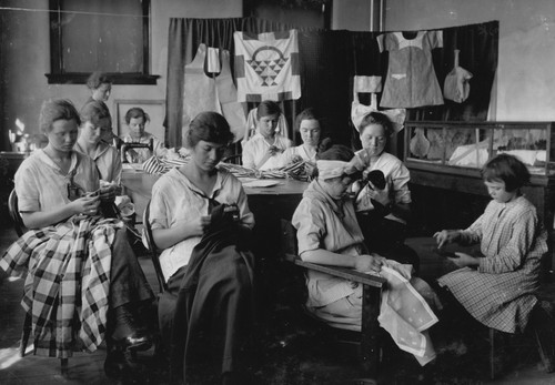 Sewing and darning. Training School for Deaf Mutes Poster Print