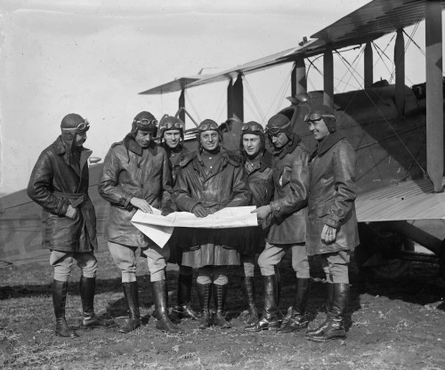 American Service Aviators go over Map in Deciding on Flight Plan Poster Print - Item # VARBLL058746328L