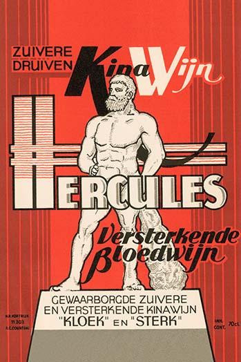 An early Dutch red wine label for blood wine featuring the mythical hero Hercules.  The label promise the with to be guaranteed pure. Poster Print by Unknown - Item # VARBLL0587239409