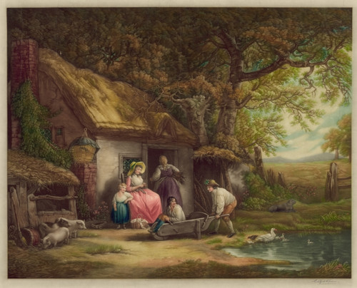 Family relaxes as Mother knits and Children play Poster Print - Item # VARBLL058759784L