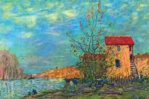 River landscape at Moret-sur-Loing Poster Print by Alfred Sisley