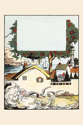 An illustrated picture of a sleepy town near the ocean. Poster Print by Eugene Field - Item # VARBLL0587251565