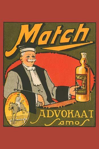 An early liquor label featuring an advocate or lawyer dress in courtroom attire. Poster Print by Unknown - Item # VARBLL0587239220